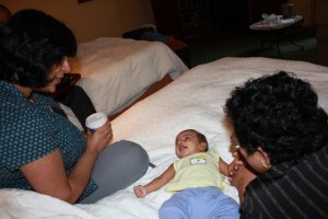 Amma, Aaron & Ammachi discussing the breakfast